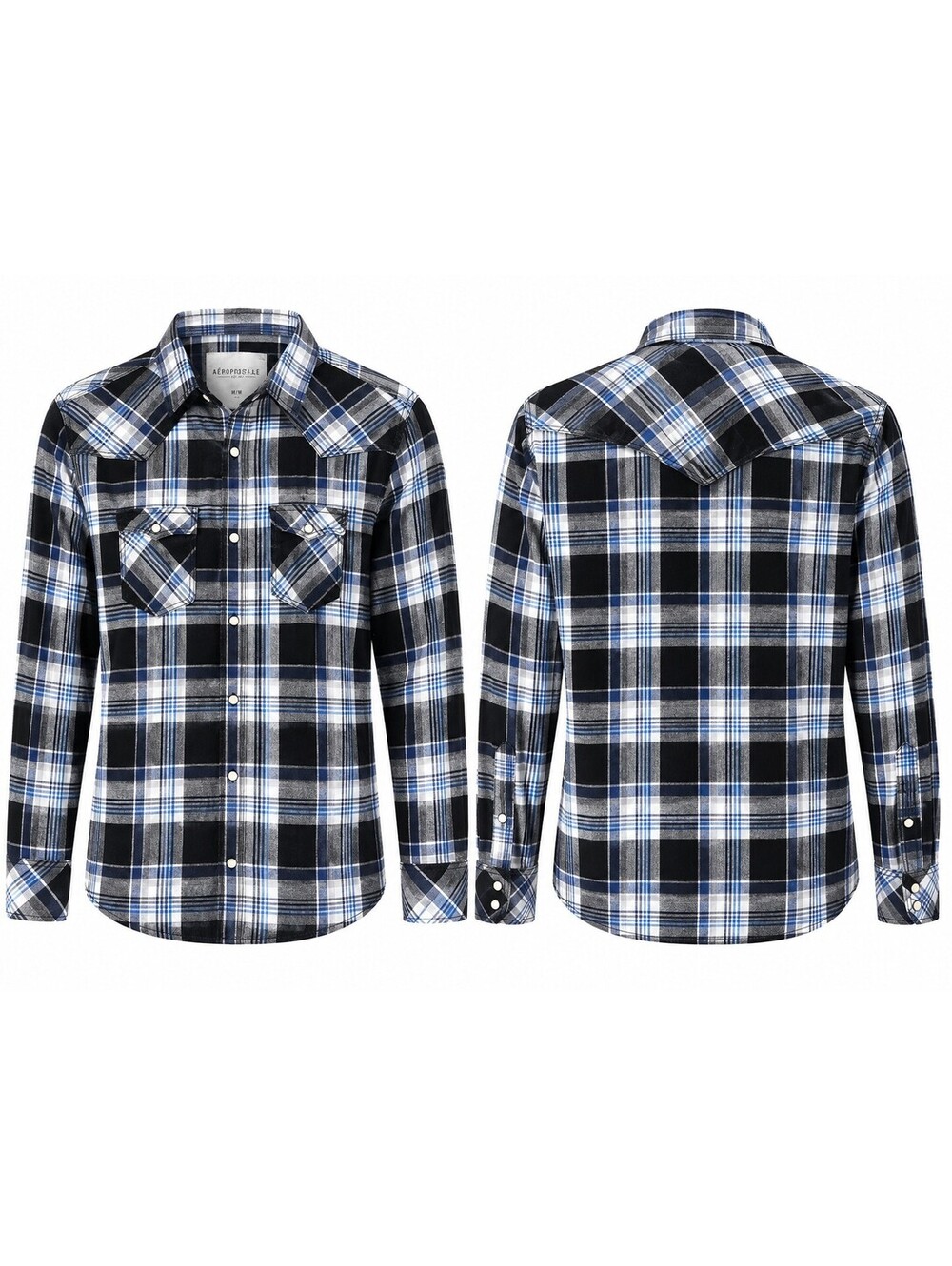 AEROPOSTALE Shirt Men's M Blue Plaid Button Up Long Sleeve Classic Casual